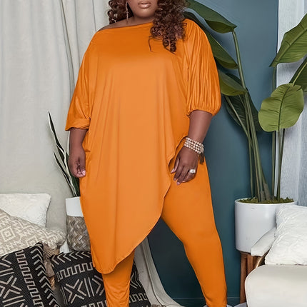 2Pcs Set Women's Plus Size V Neck Casual Tops Smooth