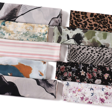 New foreign trade ink printing pearl chiffon scarf breathable soft leopard print floral wrap long towel 258-267