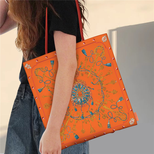 K-Style of the New Key Pattern Women's Fashion Shoulder Bag Hand-Held Cloth Bag Large Capacity Book Bag Student Canvas Bag