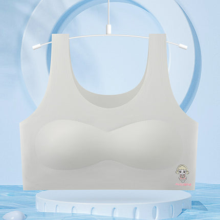 Cute Cartoon Junior Senior high school Students Traceless Ice Silk Girls' Underwear Development Adolescent Girls' Beautiful Back Girls' Bra