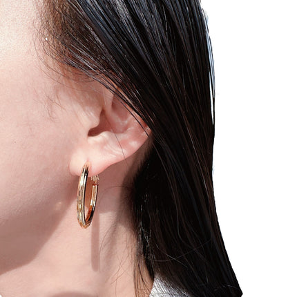 Brass Plated Real Gold European and American Niche Brushed Round Earrings Fashion Exaggerated Shiny Large Earrings Sexy Earrings 268