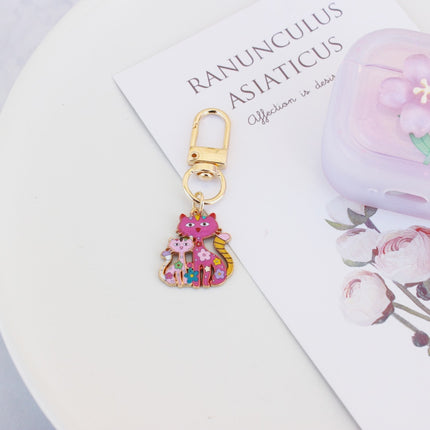 Cross-border New Parent-child Cat Pendant Classic Cat-shaped Cartoon Keychain Bag Decorative Accessories Metal Keychain