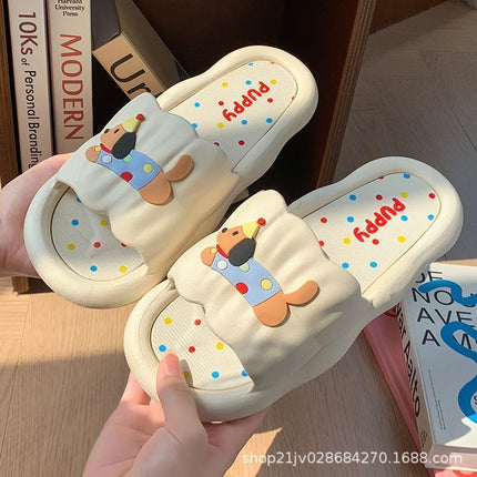 Women's Summer Slippers with Poop Feeling, Cartoon Hot Dog, Internet Celebrity Couple, Soft Bottom, Home Non-Slip Indoor Sandals, Holiday Slippers