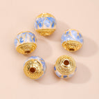 5. sapphire blue lotus pattern round beads 10mm
