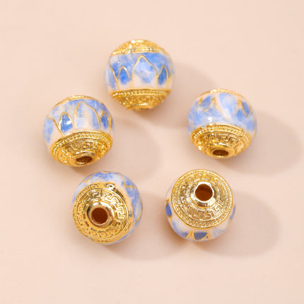 Cloisonné Oil-Dropping Cut Out Auspicious Cloud Lotus Bead Accessories Oil-Dropping Copper DIY Handmade Bracelet Necklace Jewelry Accessories