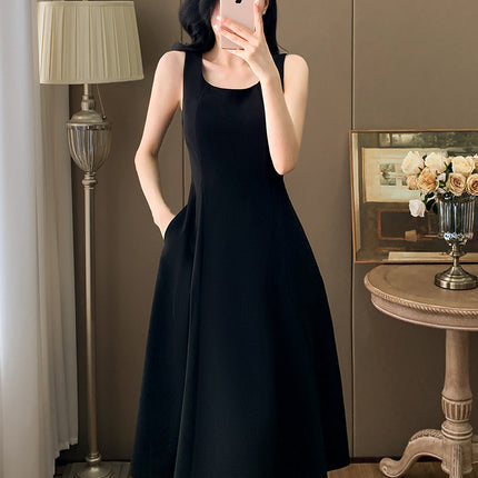 Sleeveless dress Women's Spring and Autumn New Fashion High-end Sense Professional All-match Base Vests Skirt Elegant Waisted Skirt