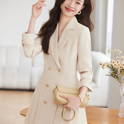 French Hepburn Style Small Black Dress High Sense High Cold Royal Sister Fried Street Small Fragrance Style Pleated Professional Suit dress Summer