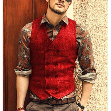Multi-Color Foreign Trade European and American Cross-Border Hot-Selling Products 2026 New Model Men's Casual Vest Solid Color Herringbone Vest