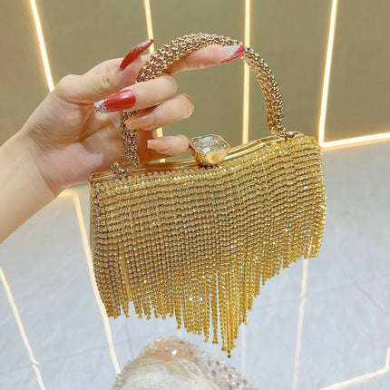 New Cross-Border Hot-Selling Women's Bags, Light Luxury Tassel Evening Bags, Women's Handbags, High-End Full-Diamond Handbags