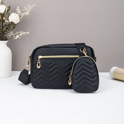 Dropshipping Women's Quilted Pattern Crossbody Bag Casual Normcore Shoulder Bag with Mini Money Hanging