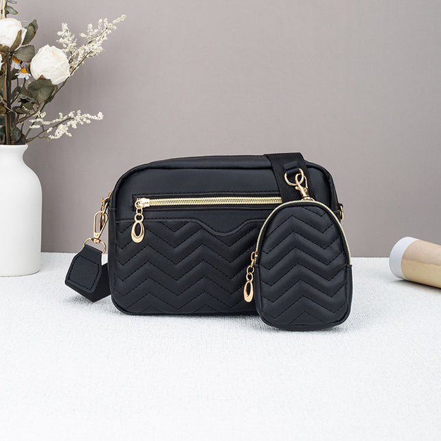 Dropshipping Women's Quilted Pattern Crossbody Bag Casual Normcore Shoulder Bag with Mini Money Hanging