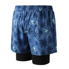 Blue Leaves 001-2 Men's Swimming Trunks / 4XL160-230