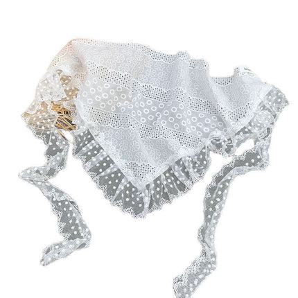 Super Fairy White Lace Headband Triangle Headband Women's Exquisite Embroidered Cotton Headband Fart Curtain New Spring Seaside