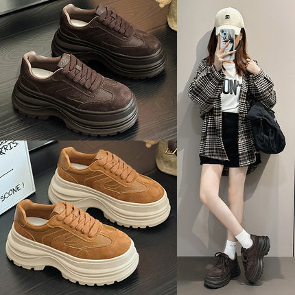Genuine Leather German Training Shoes for Women, Thick-Soled, 2026 Spring New Model, Lightweight Soft-Soled Casual Shoes for Petite Individuals, Versatile Forrest Gump Shoes
