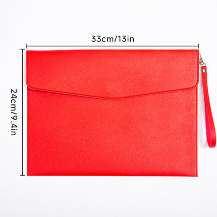 Magnetic suction leather file bag large capacity business meeting file bag waterproof office information storage book custom logo
