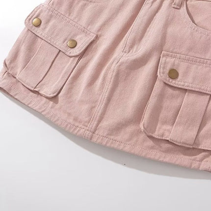 American Retro High Waist Hot Girl Denim Skirt Women's Spring and Summer New Overalls Overskirt Design Sense Slimming A- line Short Skirt