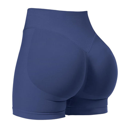 Dfy High-Elastic Matte Nylon Three-Section Waist Pleated Butt-Lifting Seamless Low-Waist Three-Point Fitness Yoga Shorts
