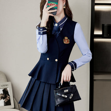 Elegant business wear vest suit Hotel KTV beauty salon work clothes women's suit three-piece kindergarten Garden clothes autumn