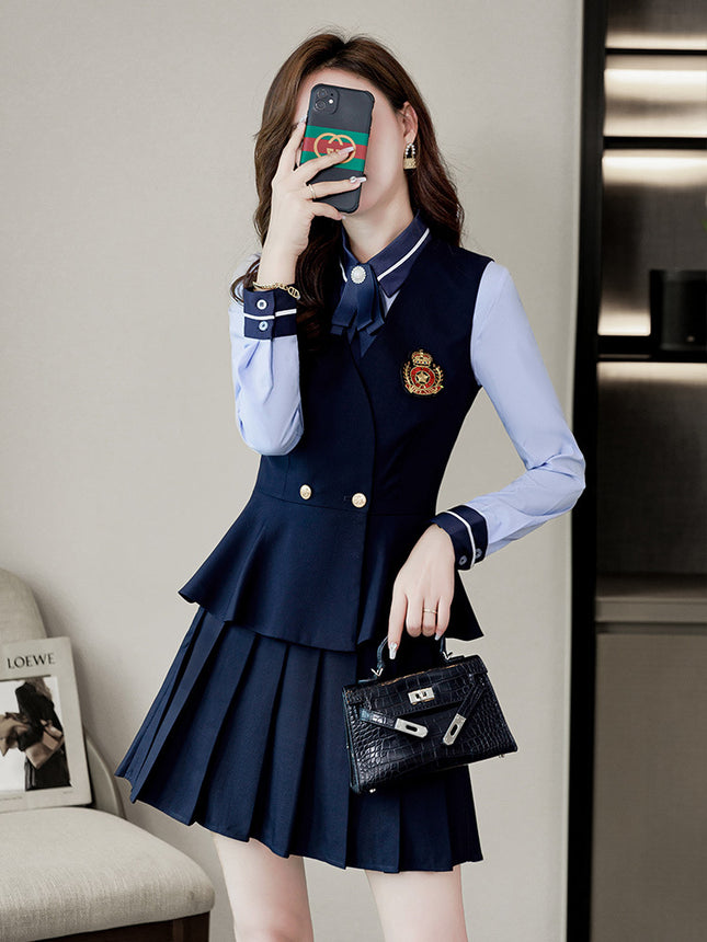 Elegant business wear vest suit Hotel KTV beauty salon work clothes women's suit three-piece kindergarten Garden clothes autumn