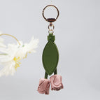 Rouge pink [tulip flowers/embossed leaves] keychain bag charm