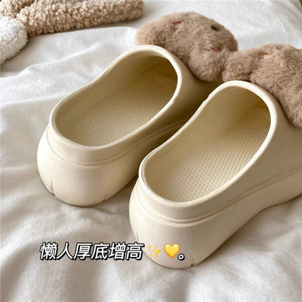 2026 Summer Hot-Selling Sweet Style Closed-Toe Half-Slip Sandals for Home and Outdoor Wear, Korean Version, Wear-Resistant, Non-Slip, Silent, High-Heeled, Height-Increasing