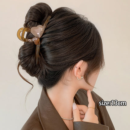 2025 New Style Hair Claw Clip for Women, Large Size for Thick Hair, Hairpin for the Back of the Head, Shark Clip, Versatile Heart-Shaped Hair Accessory