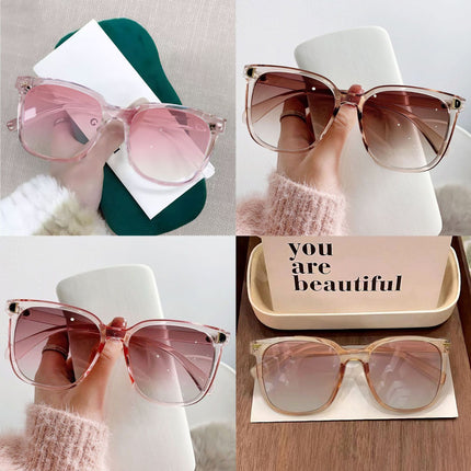 2025 Fashionable Korean Style D-Shaped Sunglasses, High-End Xiaohongshu Internet Celebrity Street Sun Protection Square Frame Gradient Sunglasses