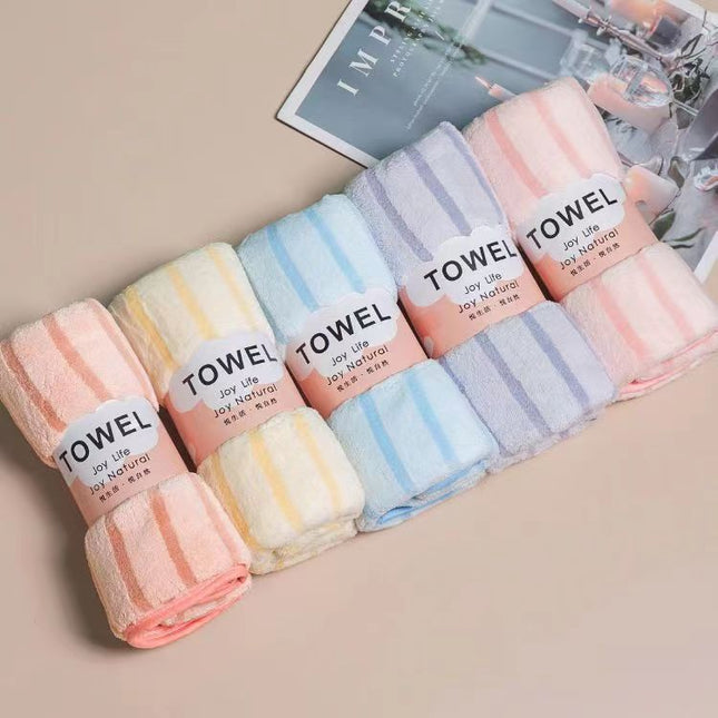 New Coral Velvet Towel 3575 Water-Absorbent and Lint-Free Stripesd Towel Five Pack Gift Return Gift Towel with Packaging