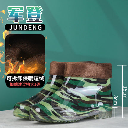 Military Camouflage Rain Boots for Men, Spring and Summer High-Top Labor Protection Rain Boots, Delivery Rider Kitchen Mid-Calf Water Boots, Anti-Fouling Rubber Shoes