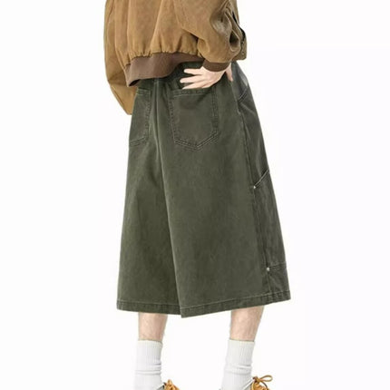2025 New American Workwear Shorts Men's Summer Couple Versatile Loose Military Green Casual Straight Cropped Pants