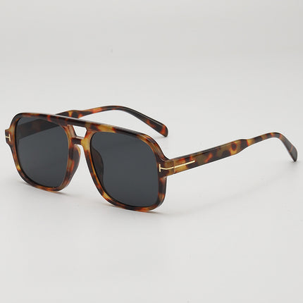 2025 retro double beam large frame small UV-proof sunglasses Korean style outdoor travel decorative flat glasses