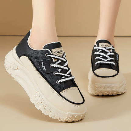 Women's Casual Shoes Ins Versatile Single Shoes Thick-Soled Height-Increasing Shoes Tire-Soled Women's Shoes Comfortable Non-Tiring White Shoes