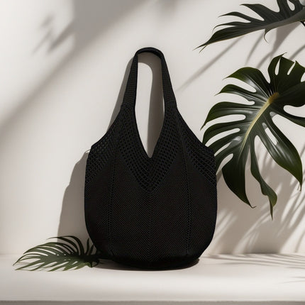 2025 New Cross-Border Bags, Japanese and Korean Tote Bags, Straw Bags, Knitted Bags, Hollow Bags, Beach Bags, Woven Bags for Women