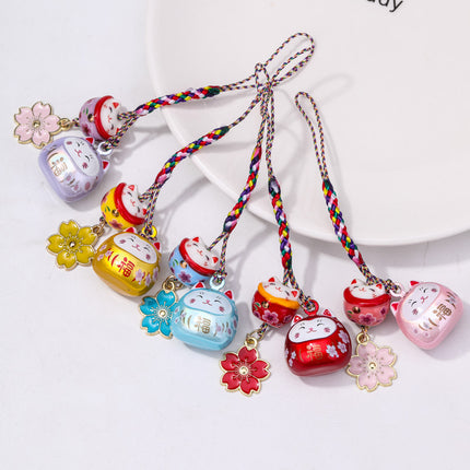 Magic Color Water Bell Cherry Blossom Lucky Cat Mobile Phone Chain Lucky Nafu Gemini Cat Cute Pendant Key Bag Pendant