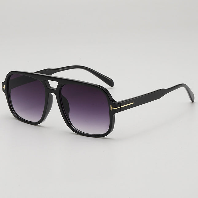 2025 retro double beam large frame small UV-proof sunglasses Korean style outdoor travel decorative flat glasses