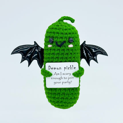 Cross-Border Finished Handmade Knitted Doll Cartoon Emotional Support Emoji Funny Cucumber Keychain Ornament Gift