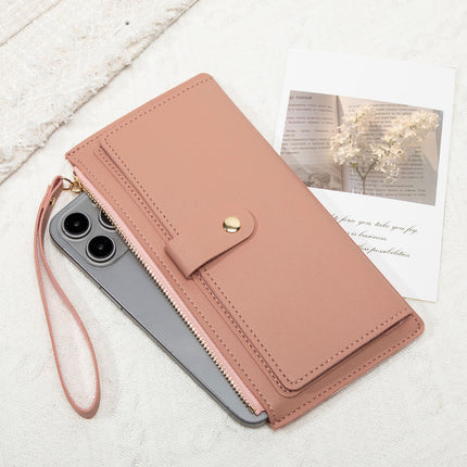 New Multifunctional Ultra-thin Women's Long Wallet Fashionable Folding Zipper Buckle Clutch Solid Color Portable Coin Purse