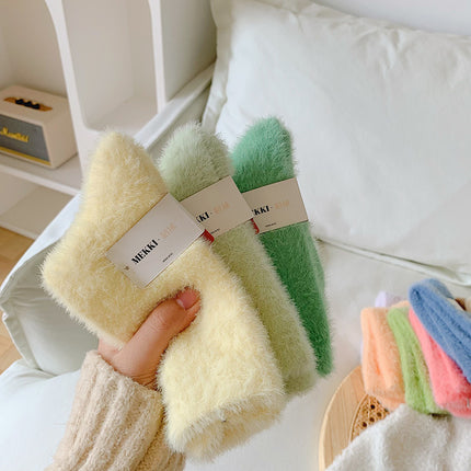 Autumn and Winter new mink velvet socks fleece-lined thick solid color cute floor sleep socks warm mid-calf Zhuji wholesale