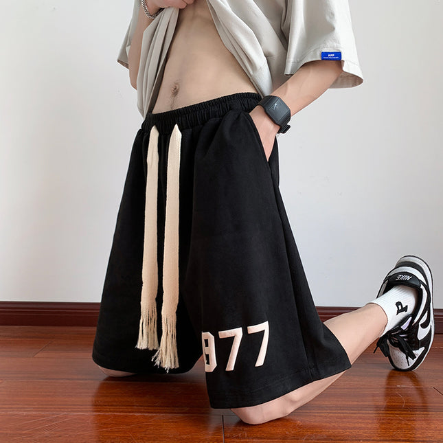 Suede Heavy Shorts High Street Men's Fashion Brand Summer All-match Loose plus size American Basketball Sports Drawstring Pants
