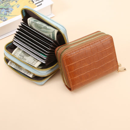 Anti-Magnetic Theft Double Pull Card Holder Fashionable Women's Crocodile Pattern Zipper Coin Purse Cross-Border Coin Purse Rfid