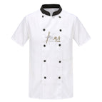 Short-sleeved white shirt with black collar (single top) / M