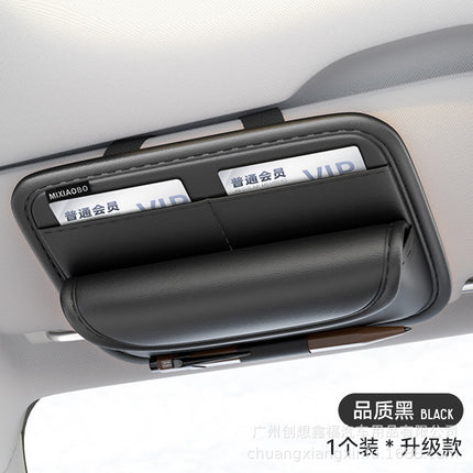 Car Sun Visor Glasses Holder Storage Artifact Multifunctional Card Bag Bill Storage Bag Car Glasses Frame Storage Bag
