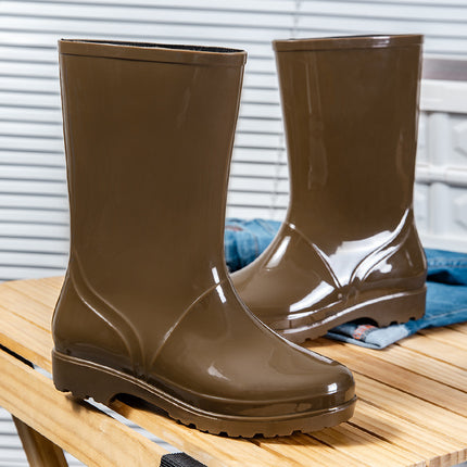 Fashionable Women's Rain Boots Mid-Calf Warm Rain Shoe Covers Fleece-Lined Rain Boots Non-Slip Women's Water Shoes Thickeneded Cotton Rubber Shoes
