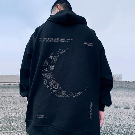 2024 new zipper sweater men's spring and autumn cardigan fat oversize plus size loose thin hooded coat