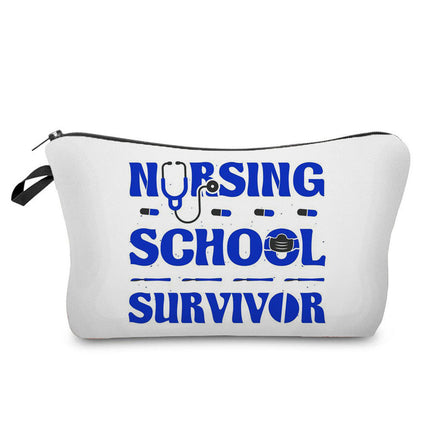 Trendy hot nurse English printing storage bag travel cosmetic bag creative fashion pencil case