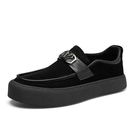 Men's Shoes, New Autumn and Winter Suede Casual Leather Shoes, Men's Trendy, Fashionable, Comfortable and Versatile Slip-On Slip-On Shoes
