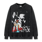Washed black crew neck sweatshirt / S
