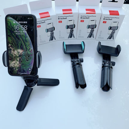 Adjustable Phone Tripod Stand Portable Foldable Desktop Holder 360 Rotatable Selfie Stick Live Streaming Stabilizer Compact
