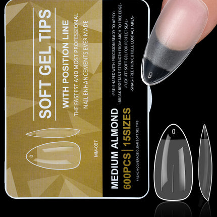 Cross-border grinding-free ultra-thin nail art half frosted seamless false finger nail patch soft gel tips 600p