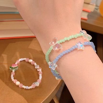Summer Atmosphere Versatile Colorfulful Beaded Tulip Bracelet Female Ins Niche Design Star Bestie Jewelry